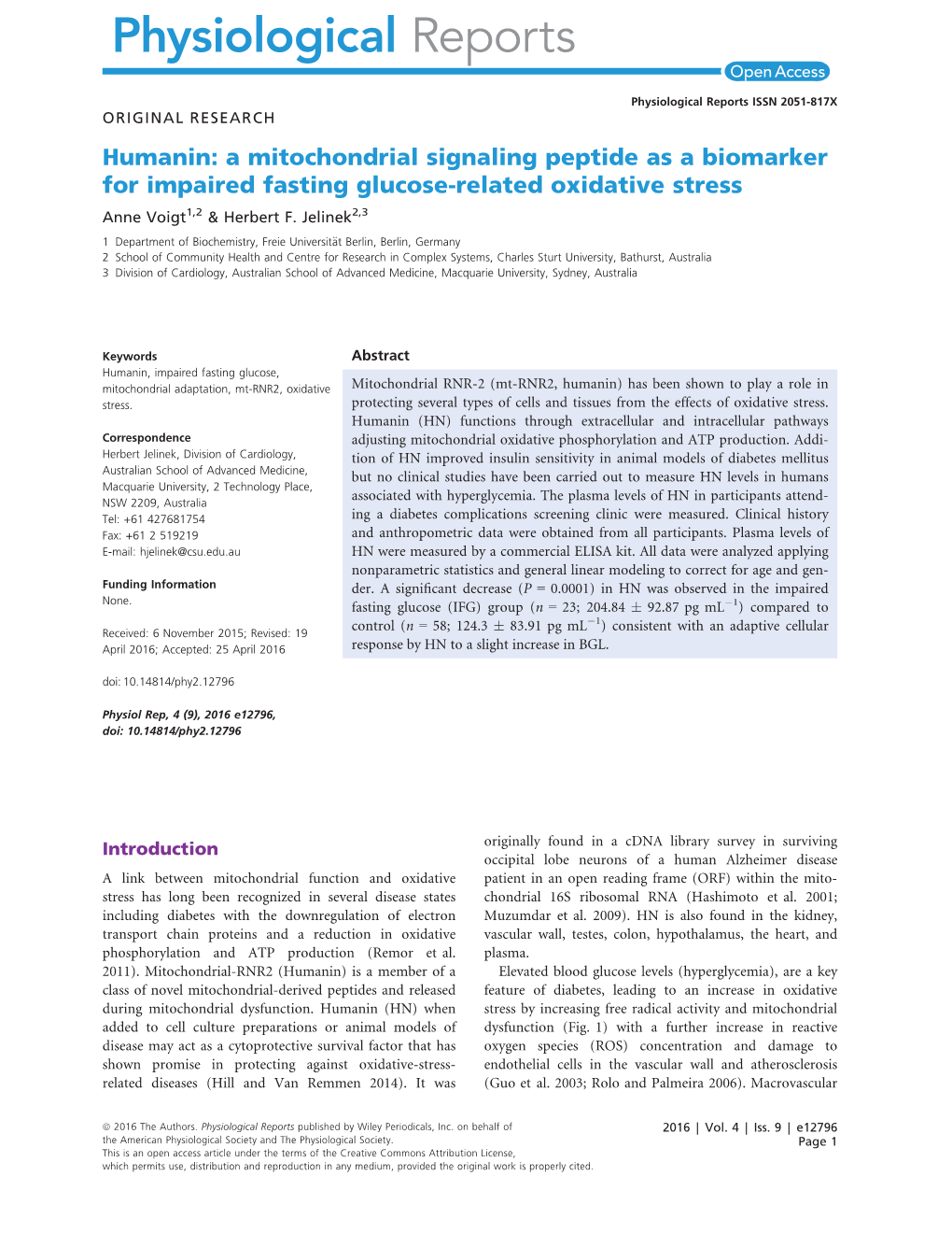 Related Oxidative Stress Anne Voigt1,2 & Herbert F