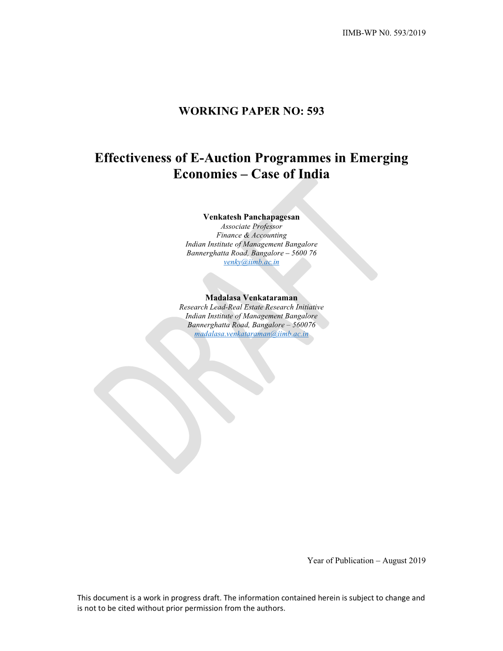 Effectiveness of E-Auction Programmes in Emerging Economies – Case of India