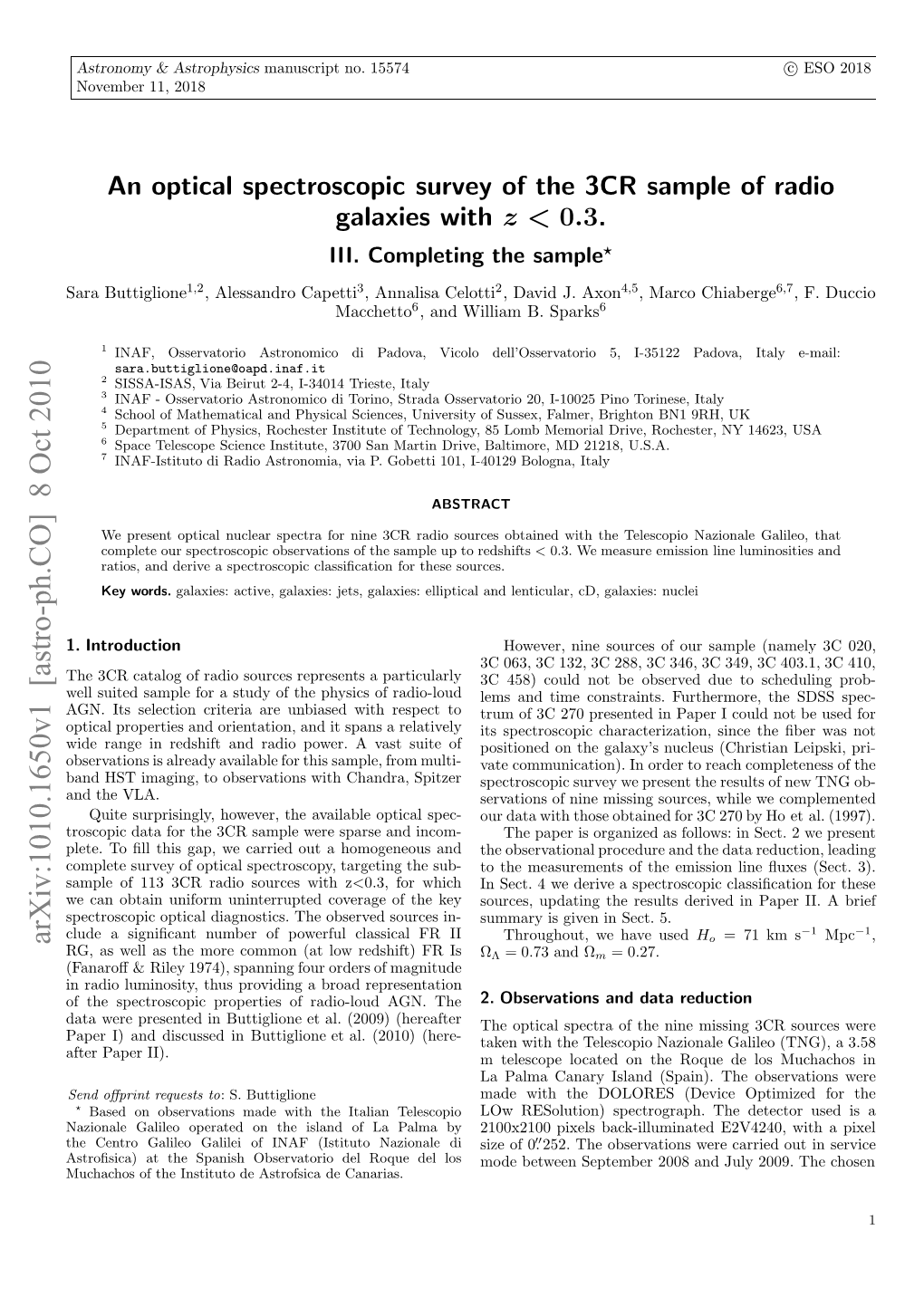 An Optical Spectroscopic Survey of the 3CR Sample of Radio Galaxies with Z&lt; 0.3. III. Completing the Sample