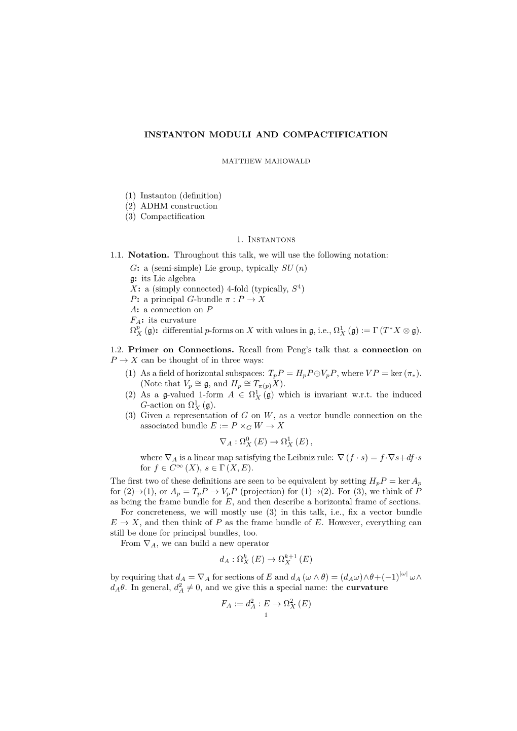 ADHM Construction (3) Compactiﬁcation