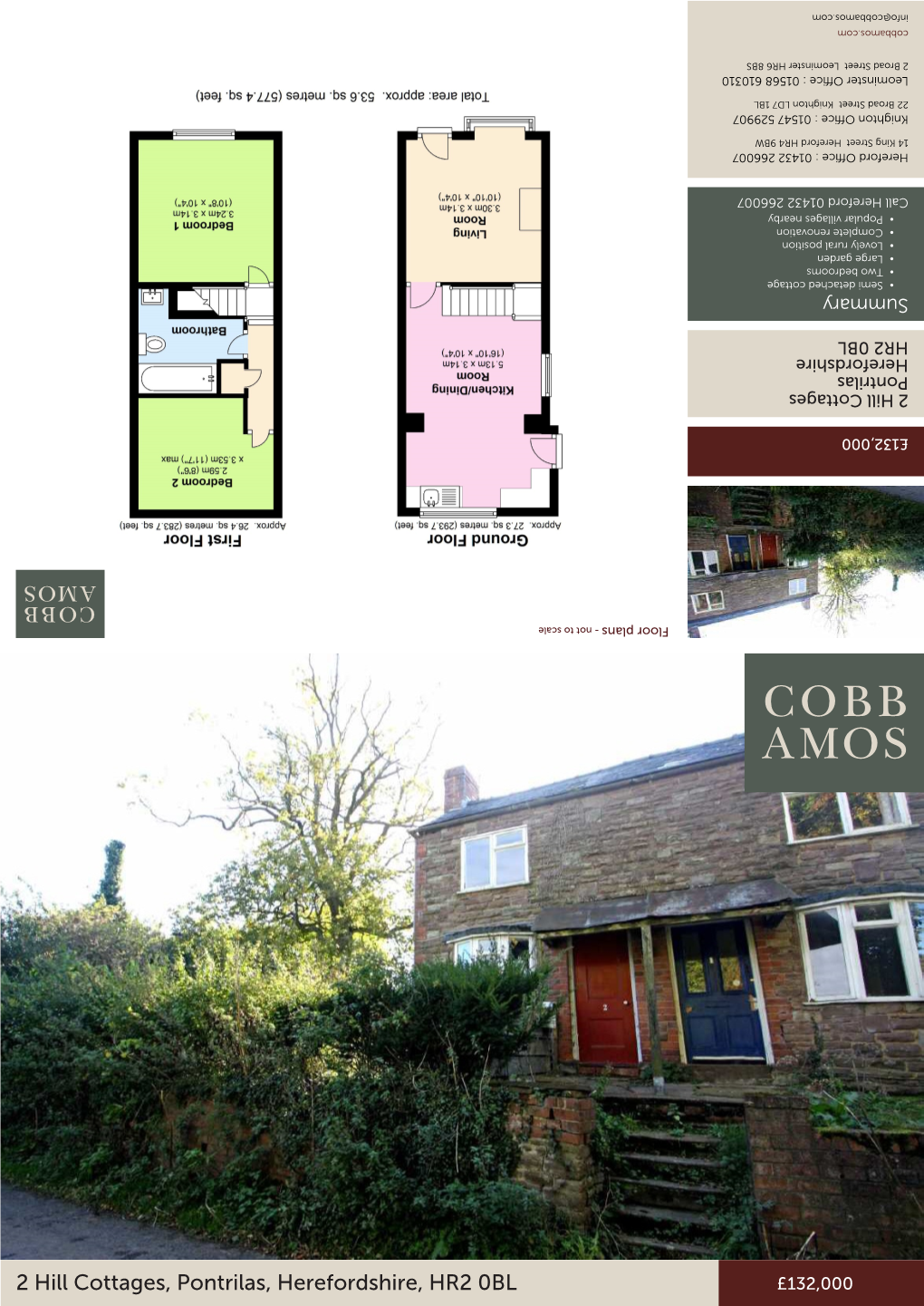 2 Hill Cottages, Pontrilas, Herefordshire, HR2 0BL HR2 Herefordshire, Pontrilas, Cottages, Hill 2 £132,000