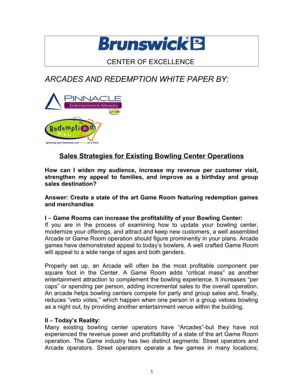 Sales Strategies for Existing Bowling Center Operations