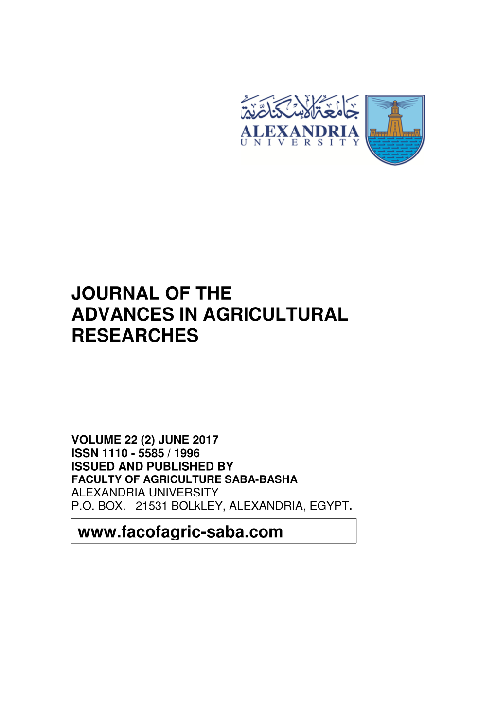 Journal of the Advances in Agricultural Researches