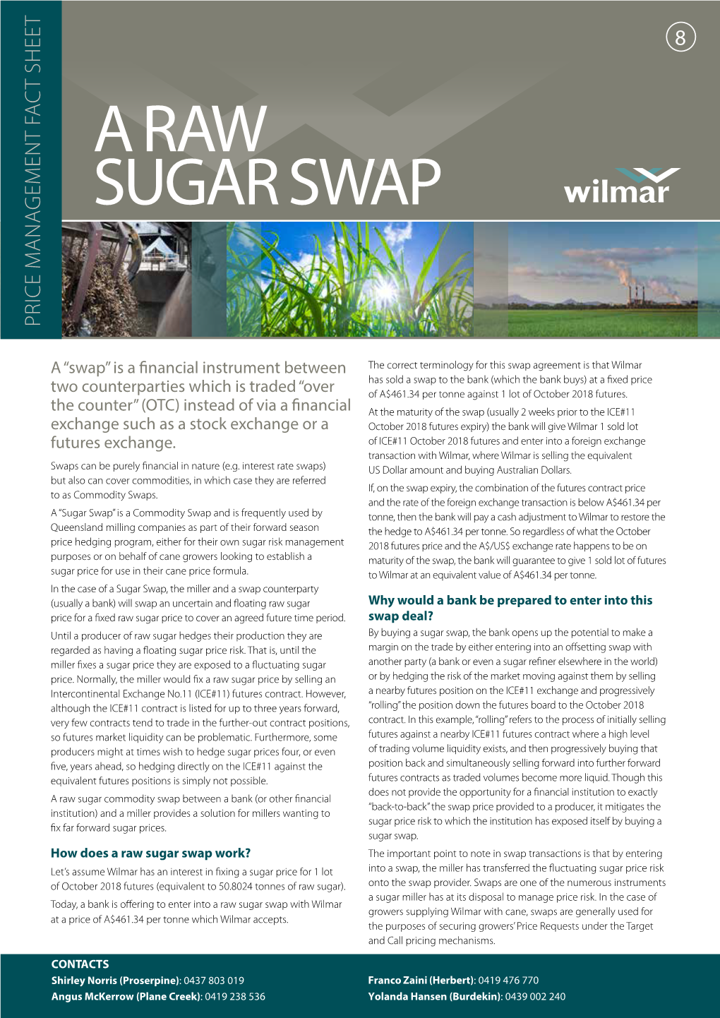 A Raw Sugar Swap Price Management Fact Sheet Fact Management Price