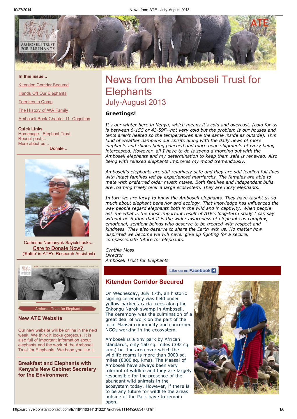 News from the Amboseli Trust for Elephants