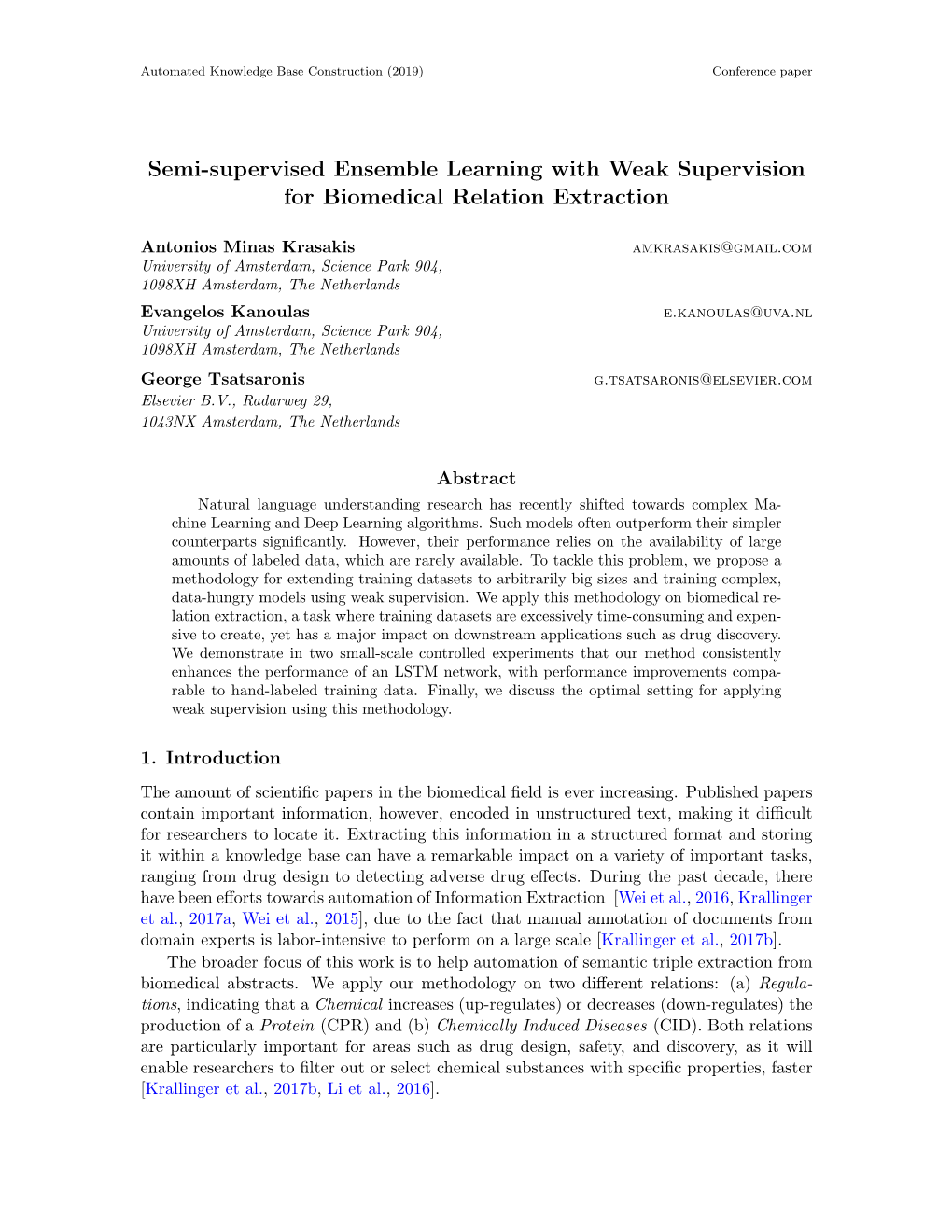Semi-Supervised Ensemble Learning with Weak Supervision for Biomedical Relation Extraction