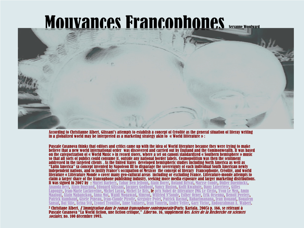 Mouvances Francophones Servanne Woodward