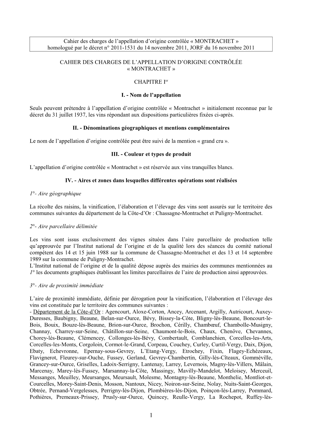 Cahier Des Charges De L'appellation D'origine Contrôlée