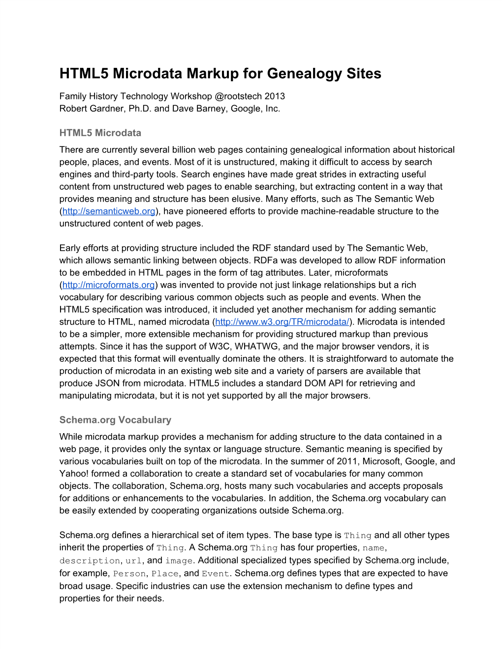 HTML5 Microdata Markup for Genealogy Sites