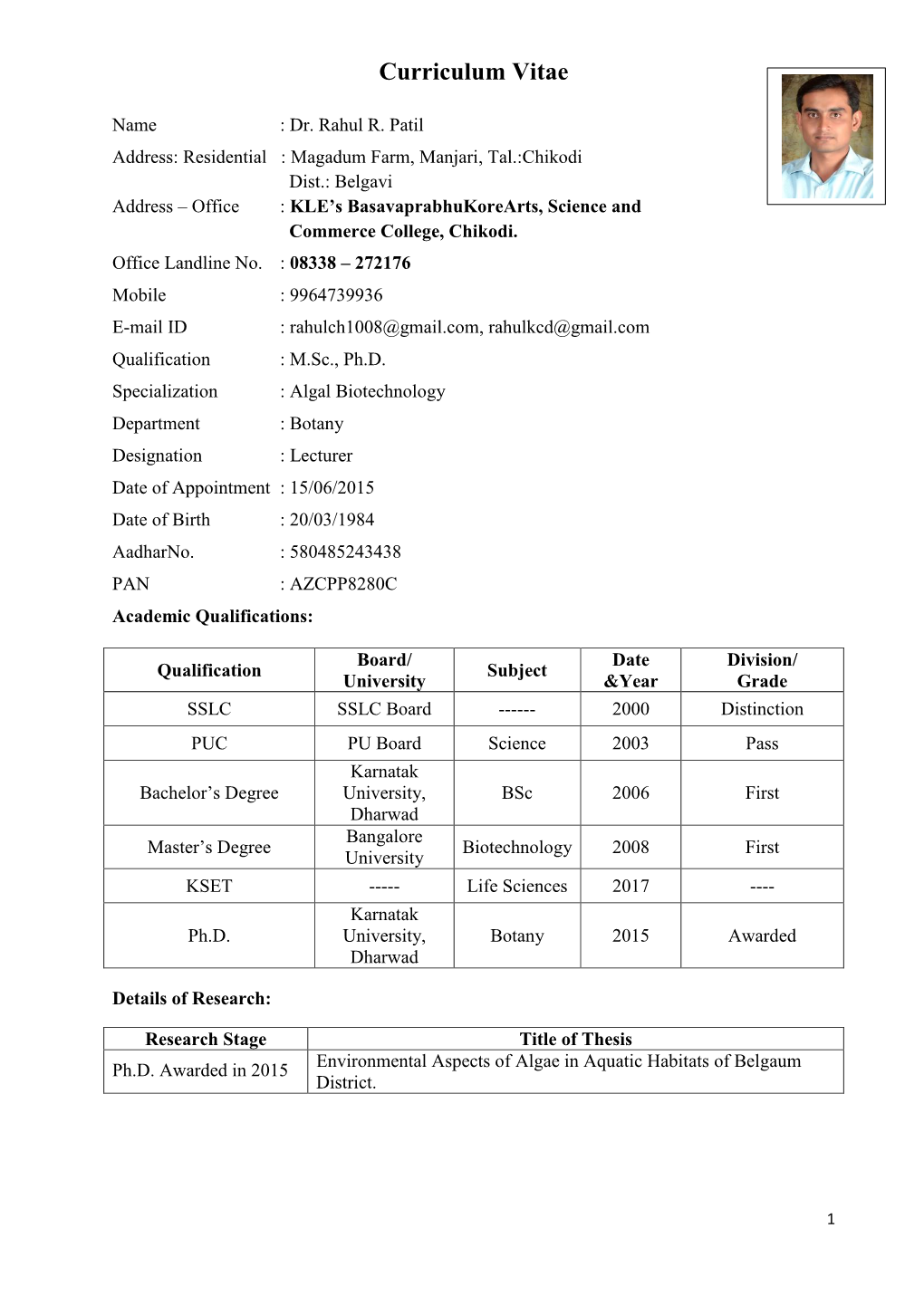 Curriculum Vitae