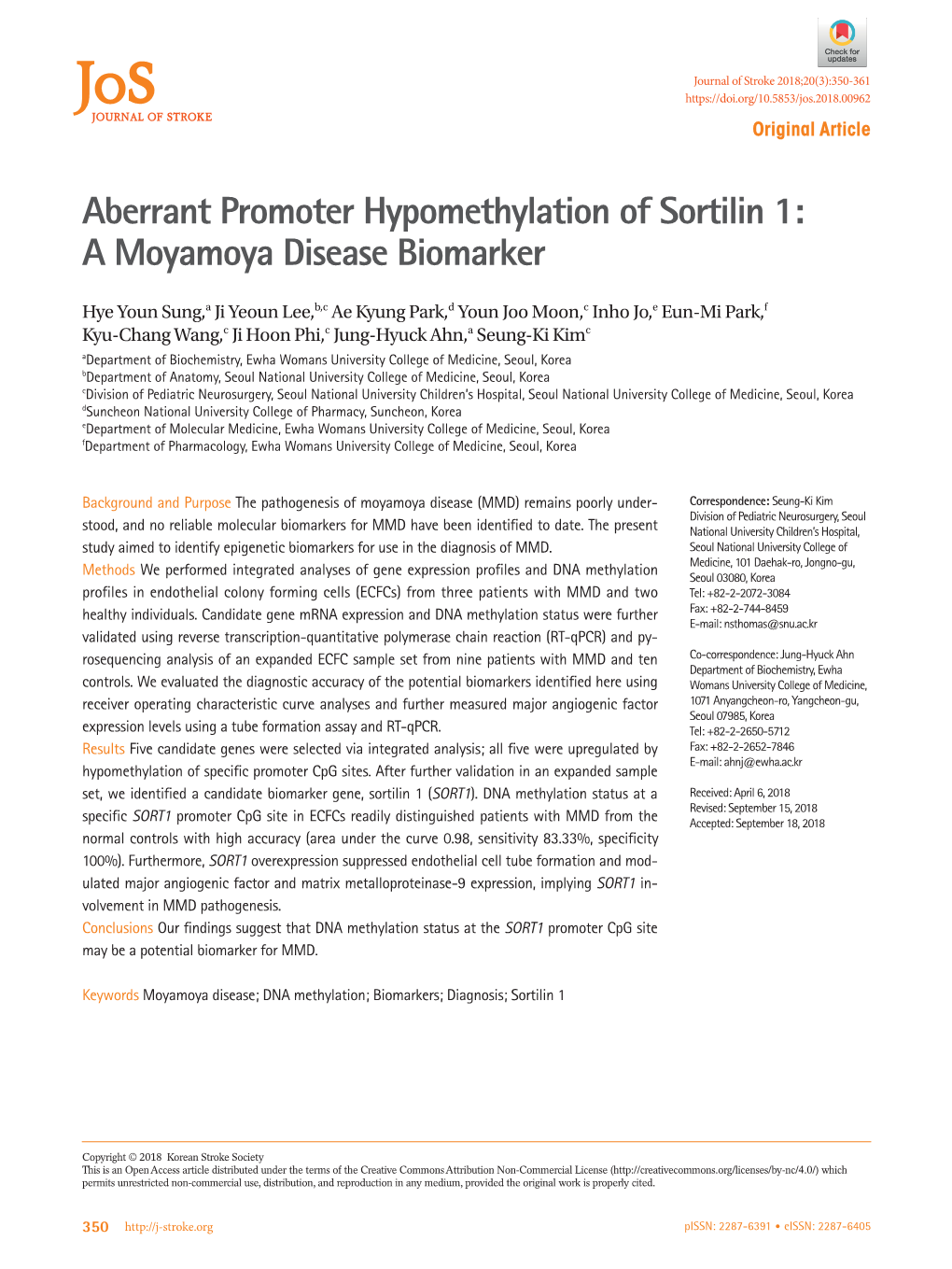 Aberrant Promoter Hypomethylation of Sortilin 1: a Moyamoya Disease Biomarker