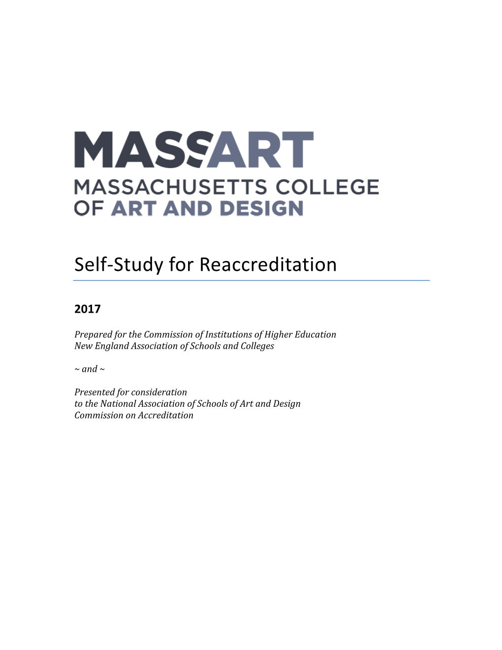 NEASC and NASAD 2017 Self-Study for Reaccreditation