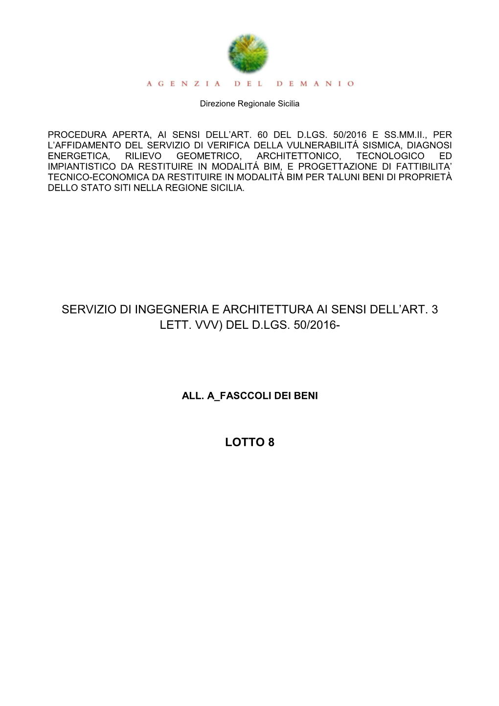 Servizio Di Ingegneria E Architettura Ai Sensi Dell’Art