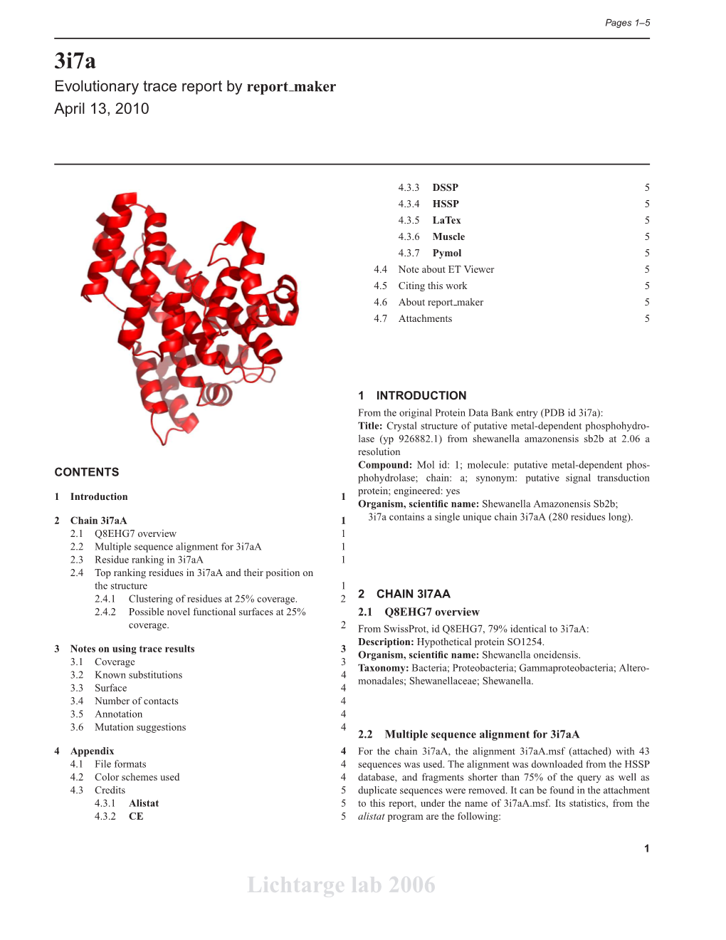 3I7a Lichtarge Lab 2006