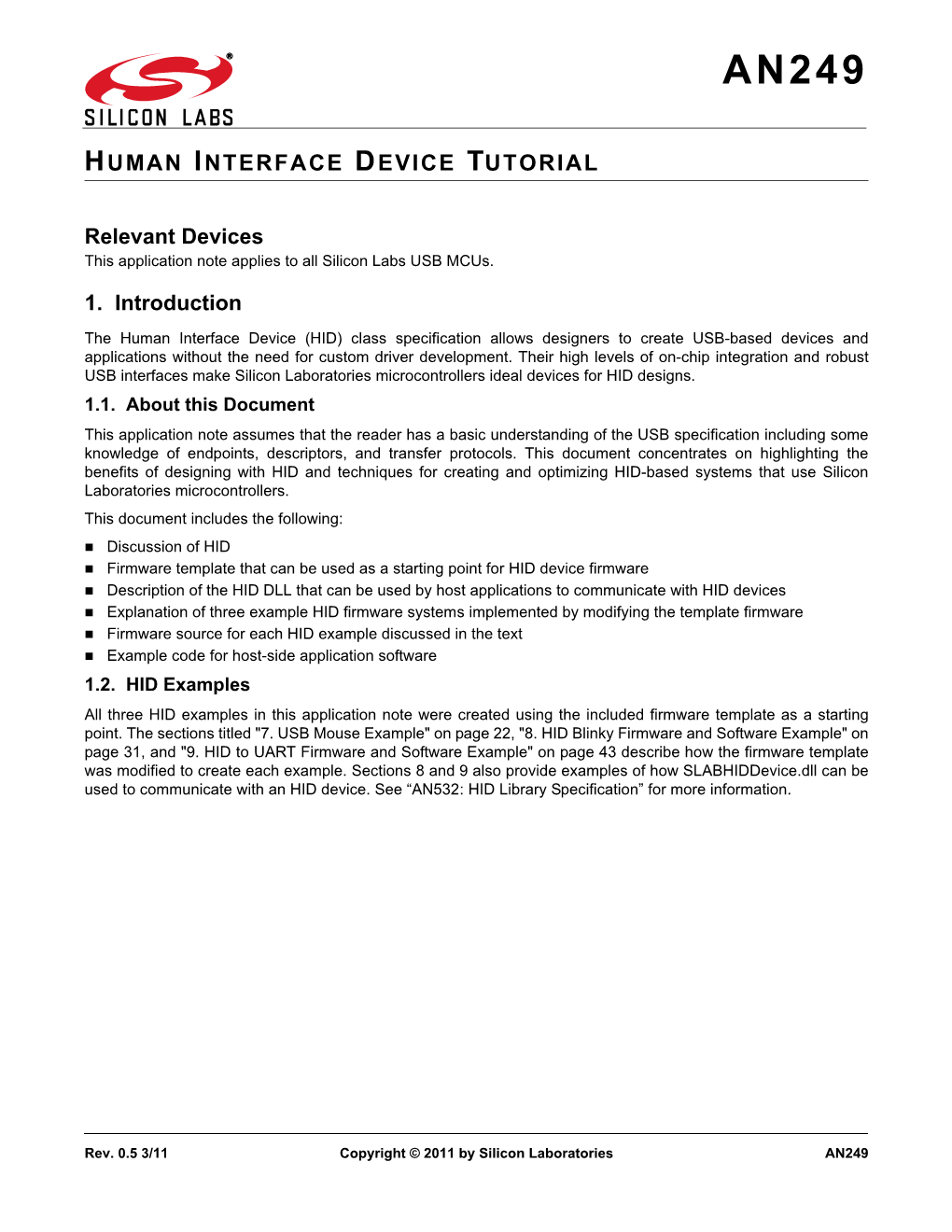 AN249: Human Interface Device Tutorial