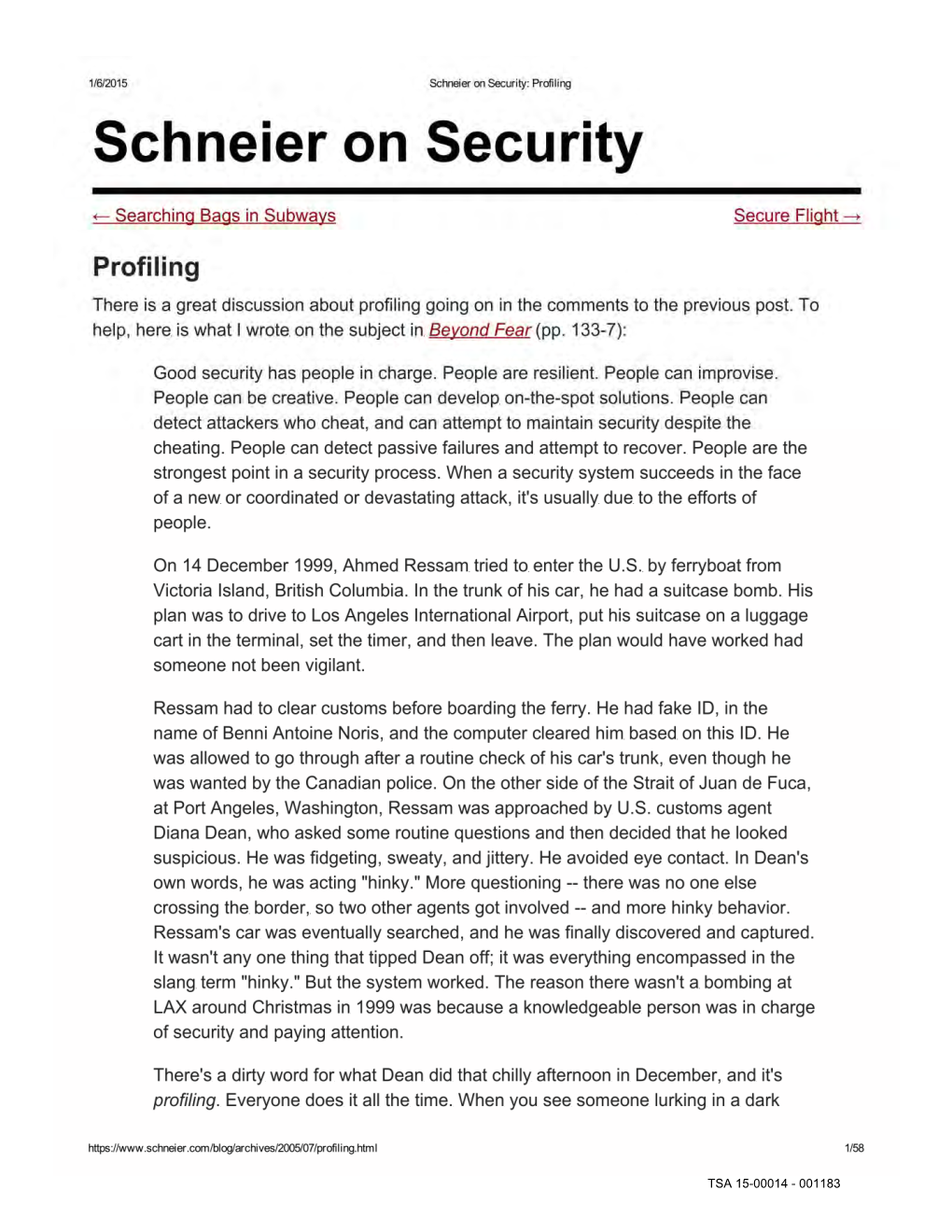 Profiling Schneier on Security