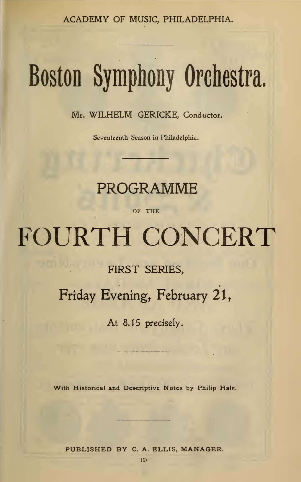 Boston Symphony Orchestra Concert Programs, Season 21,1901-1902, Trip