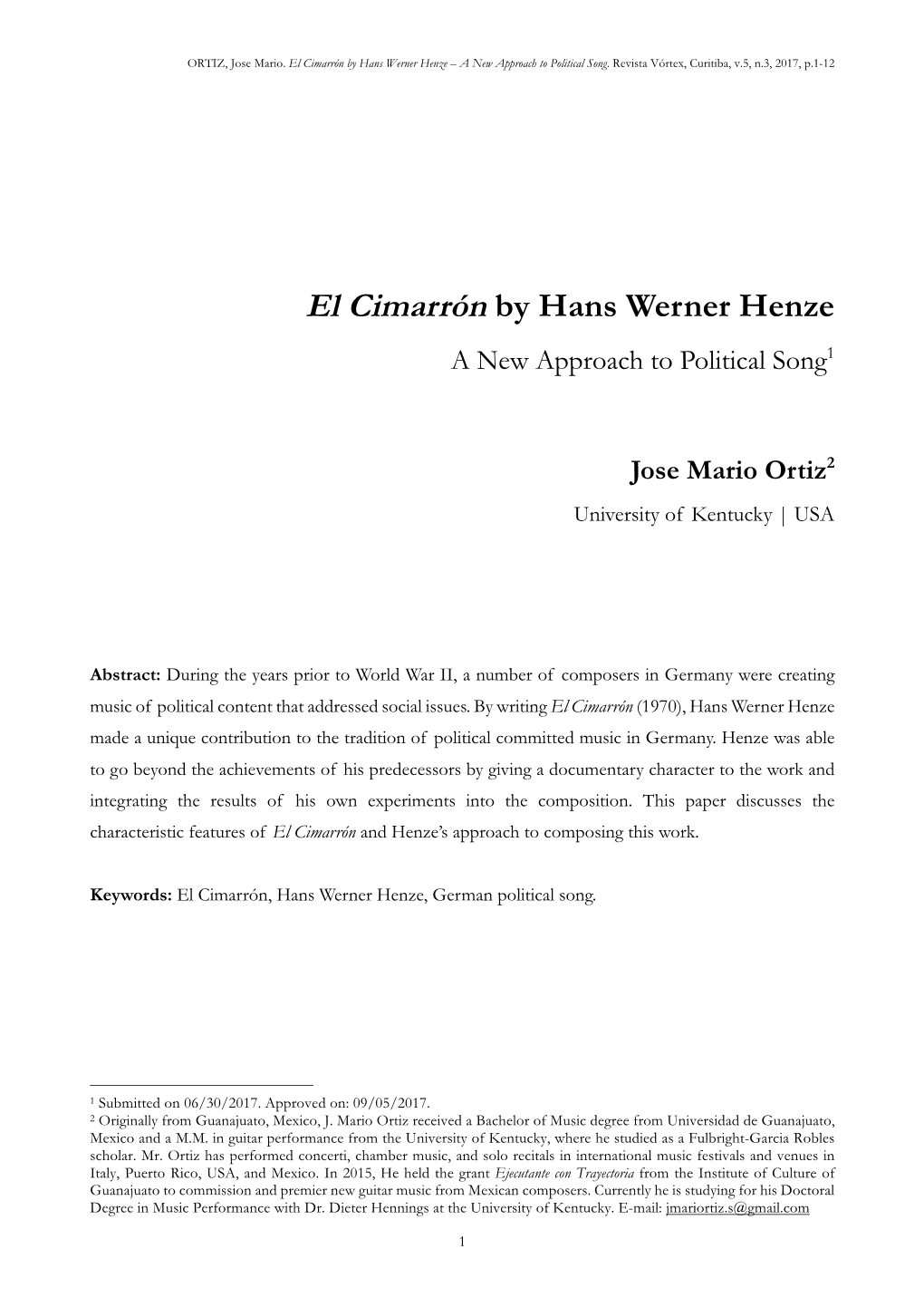 El Cimarrón by Hans Werner Henze – a New Approach to Political Song