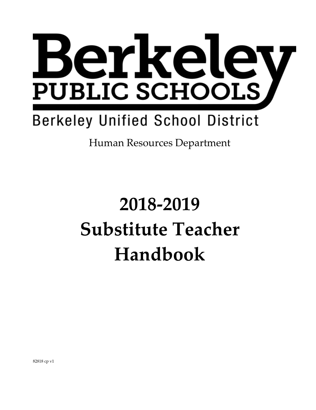 2018-2019 Substitute Teacher Handbook