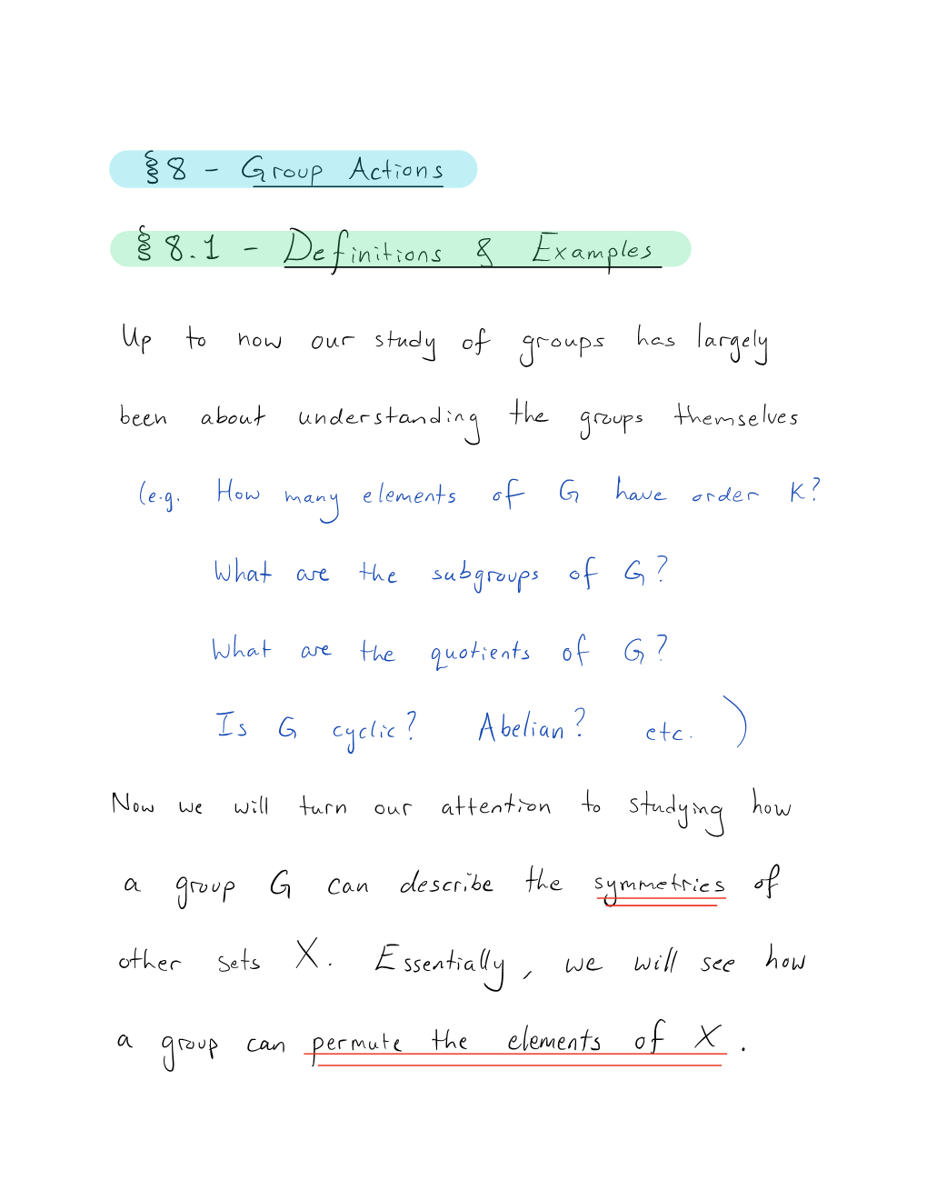 Group Actions Of