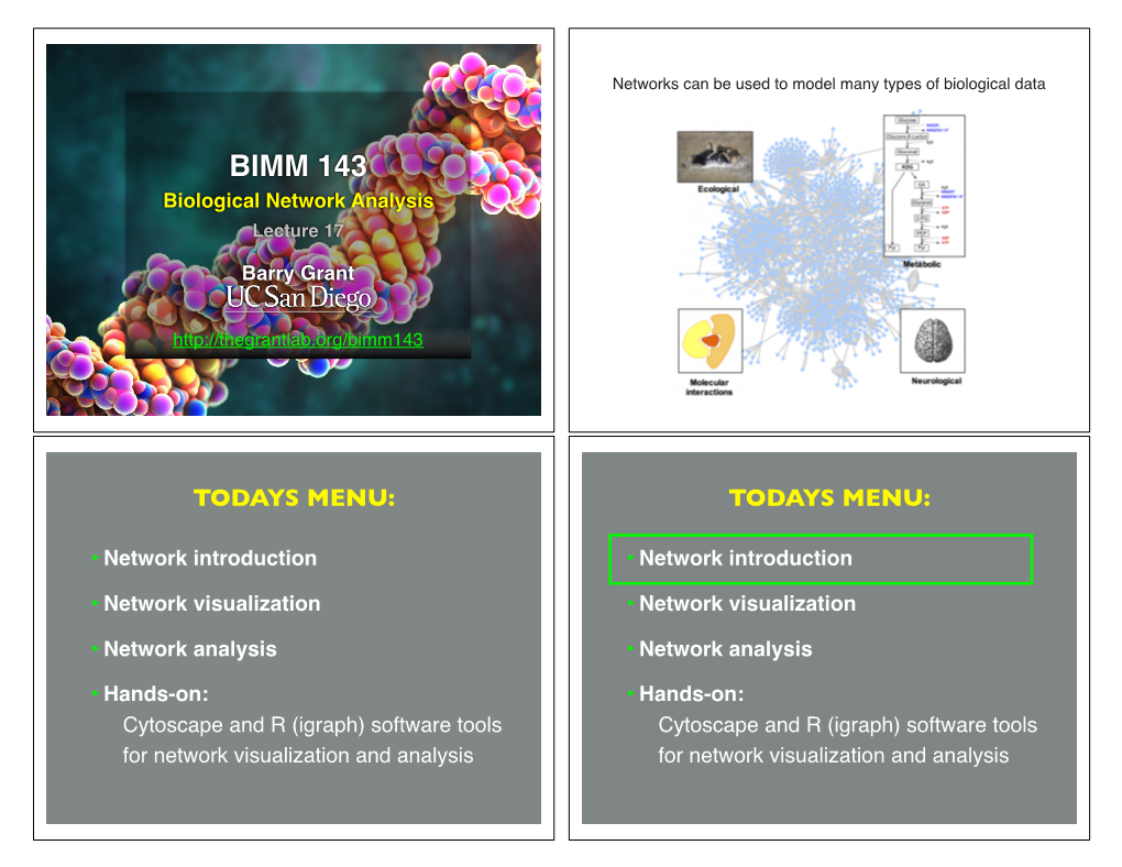 BIMM 143 Biological Network Analysis Lecture 17