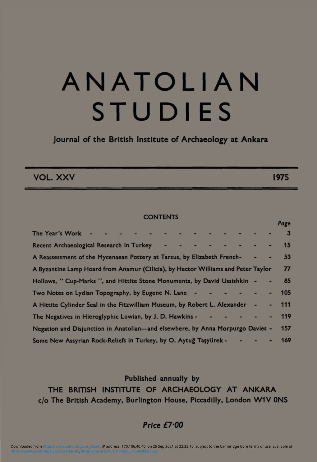 Anatolian Studies