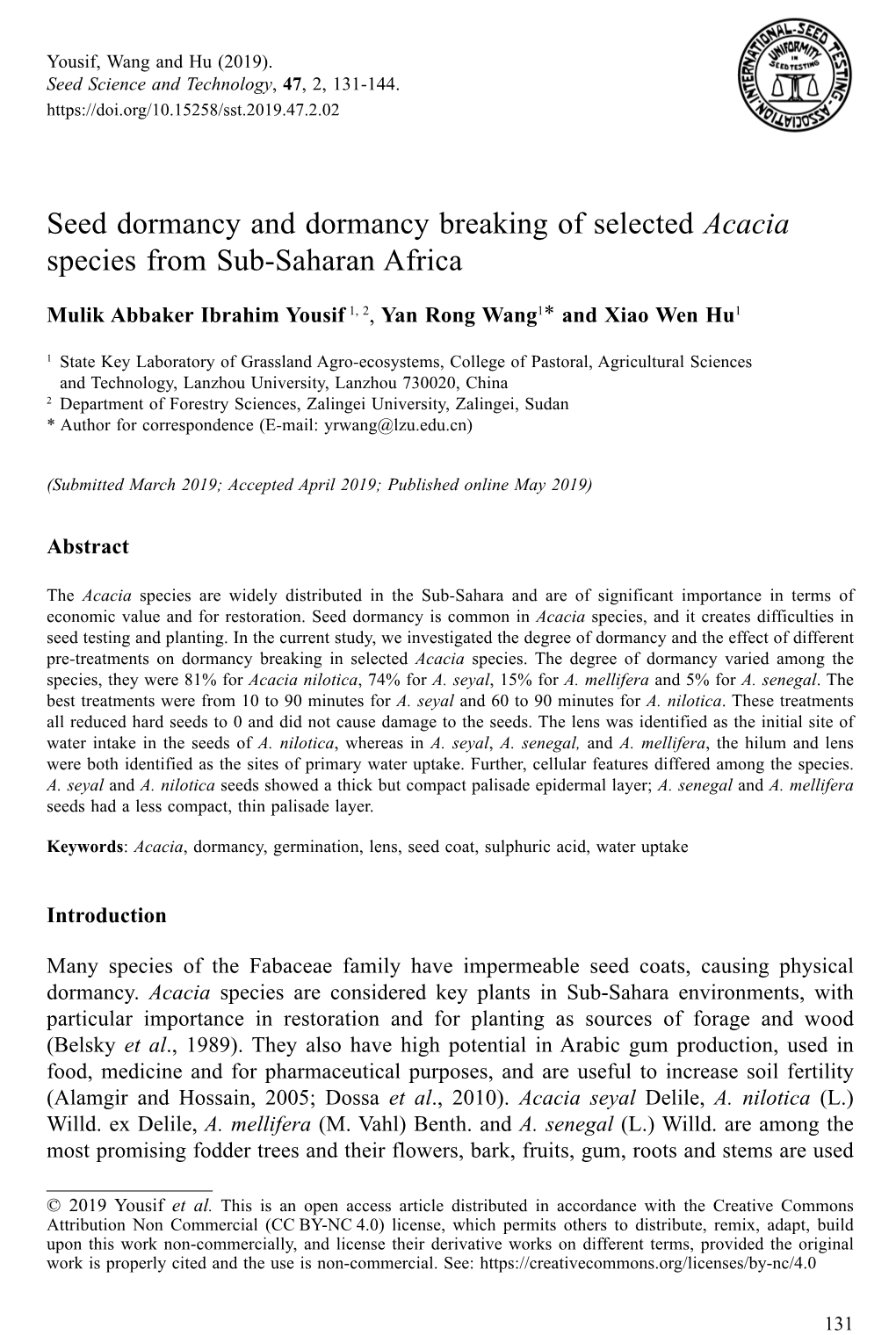 &lt;I&gt;Acacia&lt;/I&gt; Species from Sub-Saharan Africa