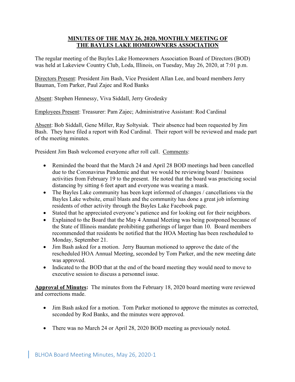 BLHOA Board Meeting Minutes, May 26, 2020-1