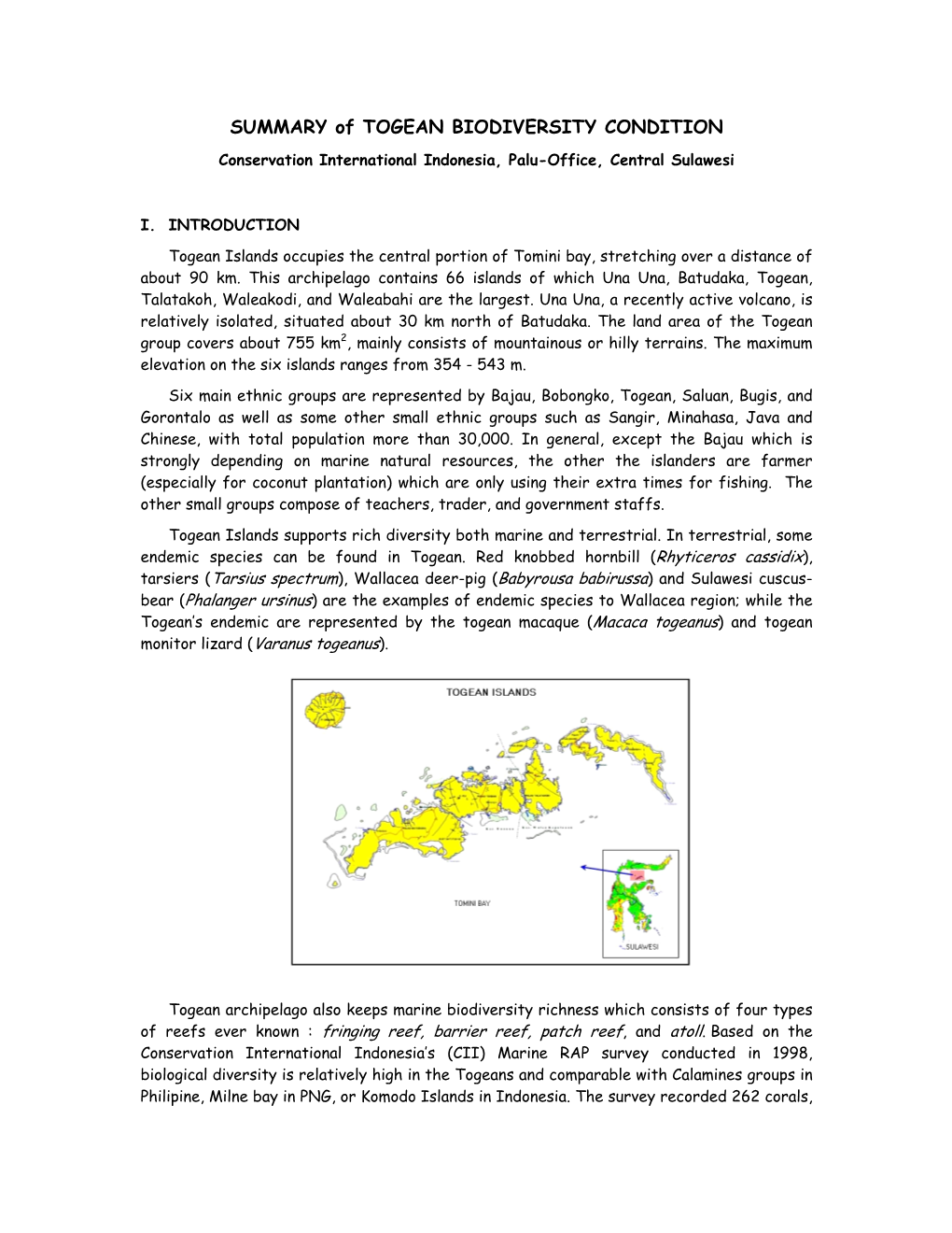 Togean Biodiversity Review