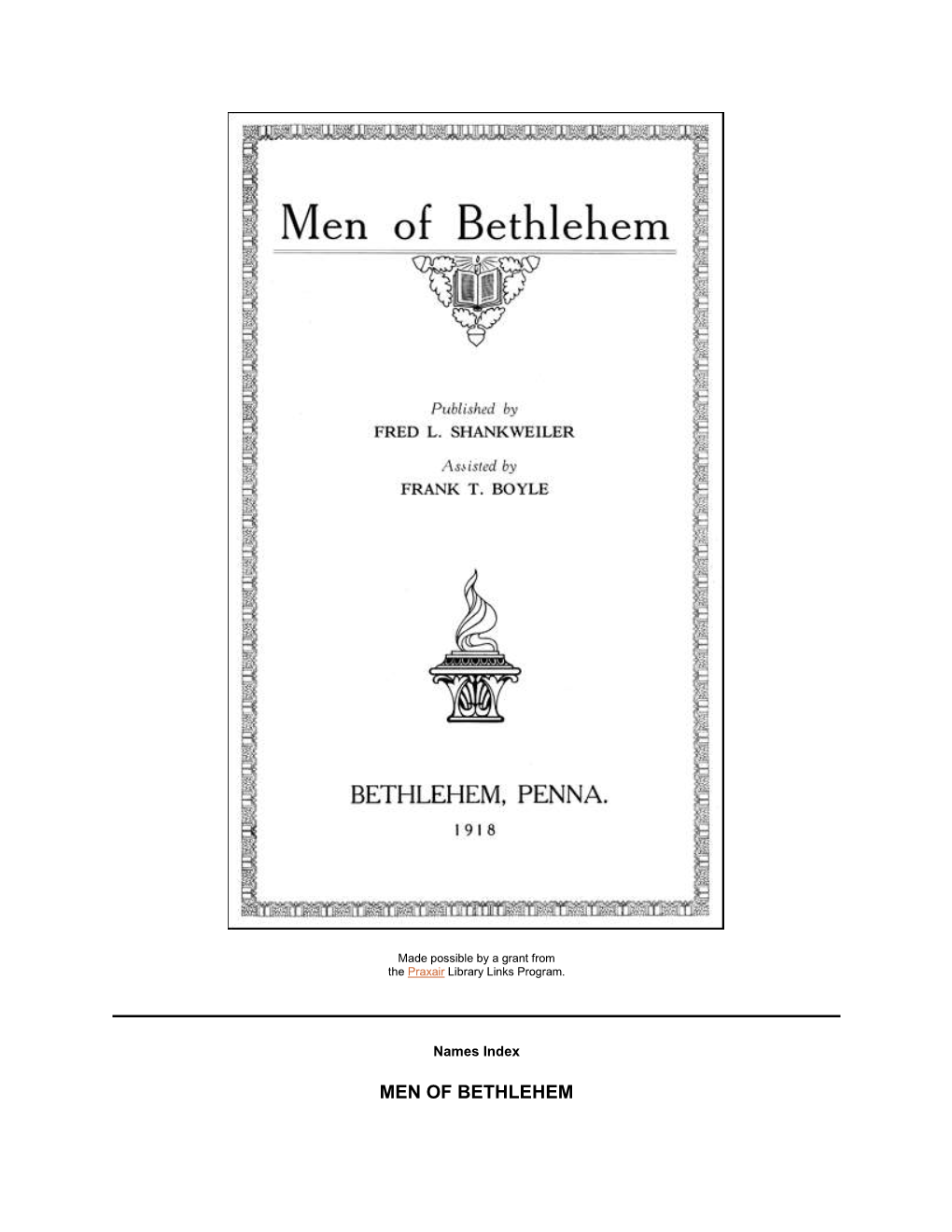 MEN of BETHLEHEM Agrest, Joseph L