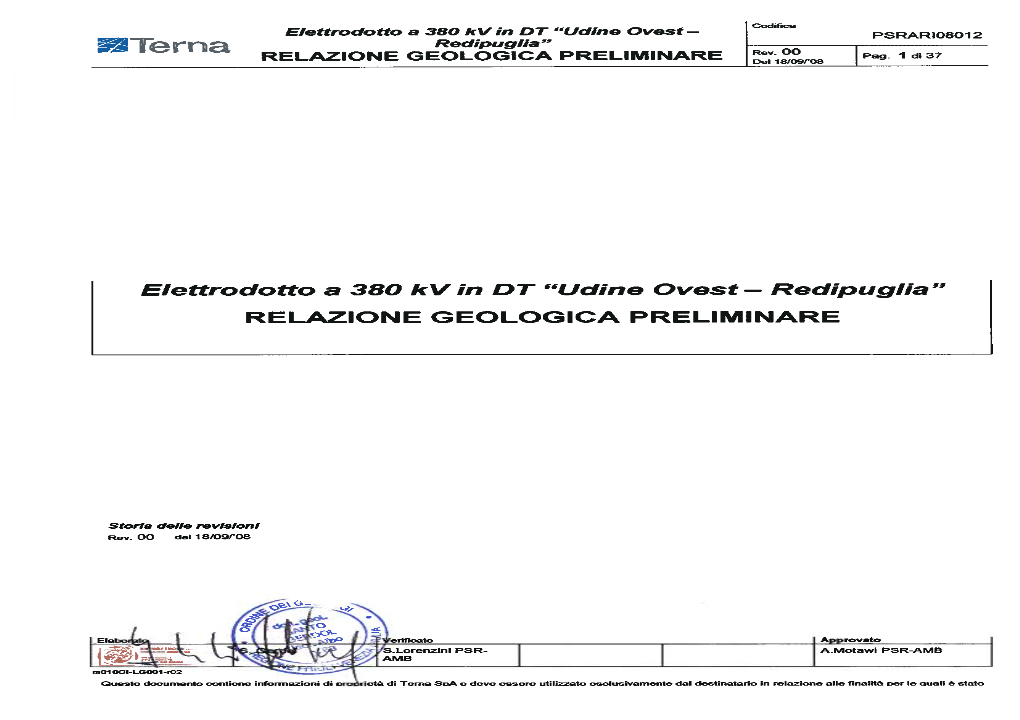 Elettrodotto a 380 Kv in DT “Udine Ovest – Redipuglia” PSRARI08012