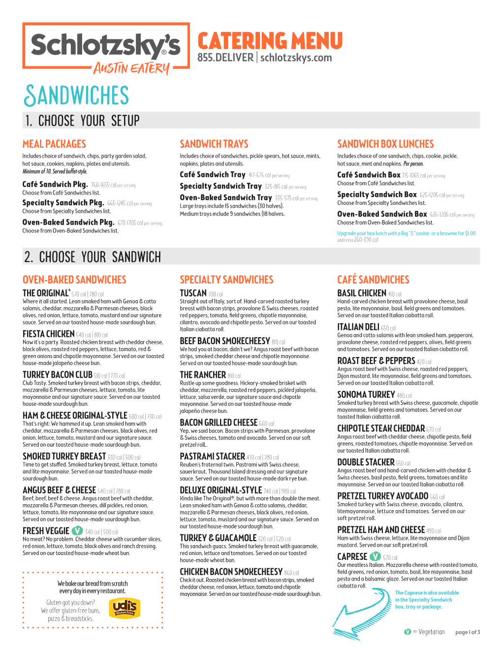 Schlotzsky's Austin Eatery Catering Menu