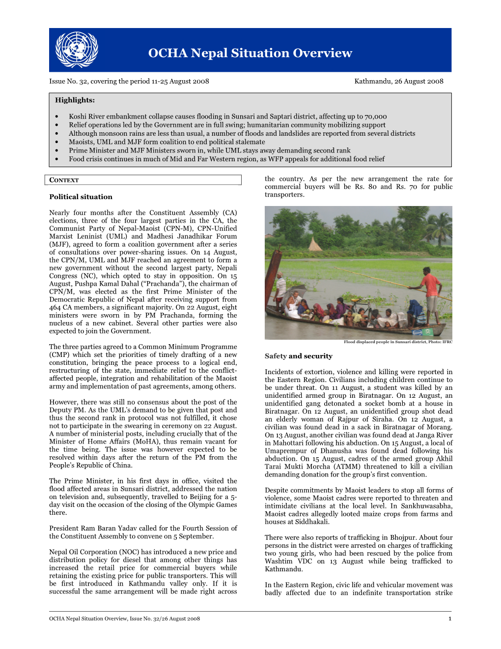 F OCHA Nepal Situation Overview