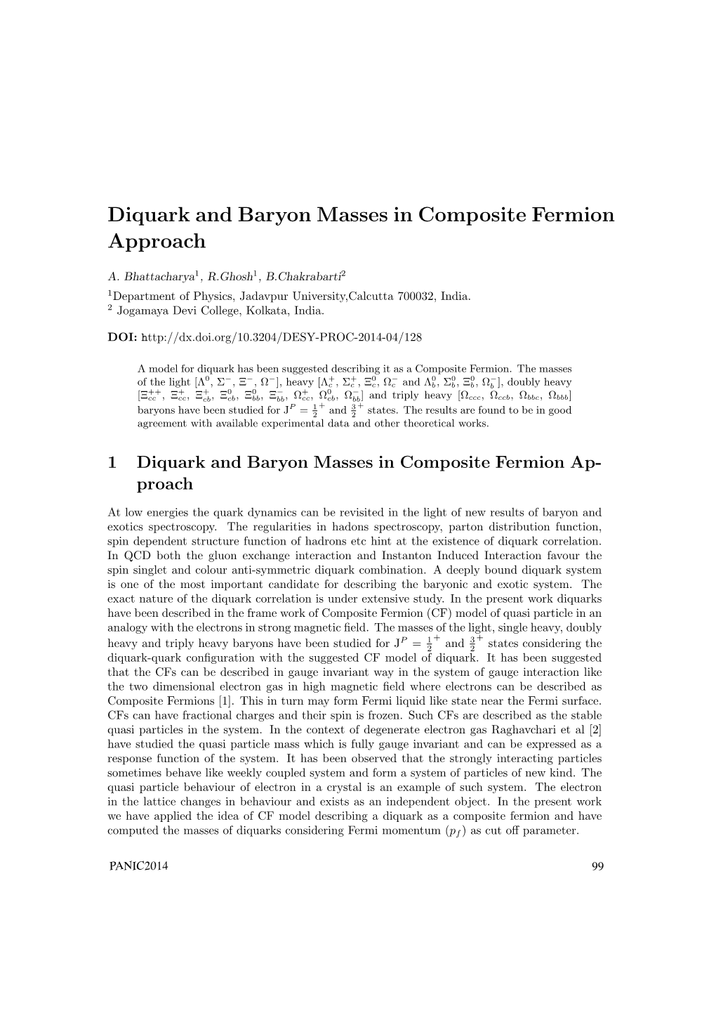 Diquark and Baryon Masses in Composite Fermion Approach