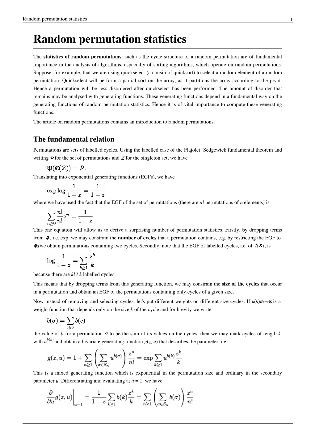 Random Permutation Statistics 1 Random Permutation Statistics