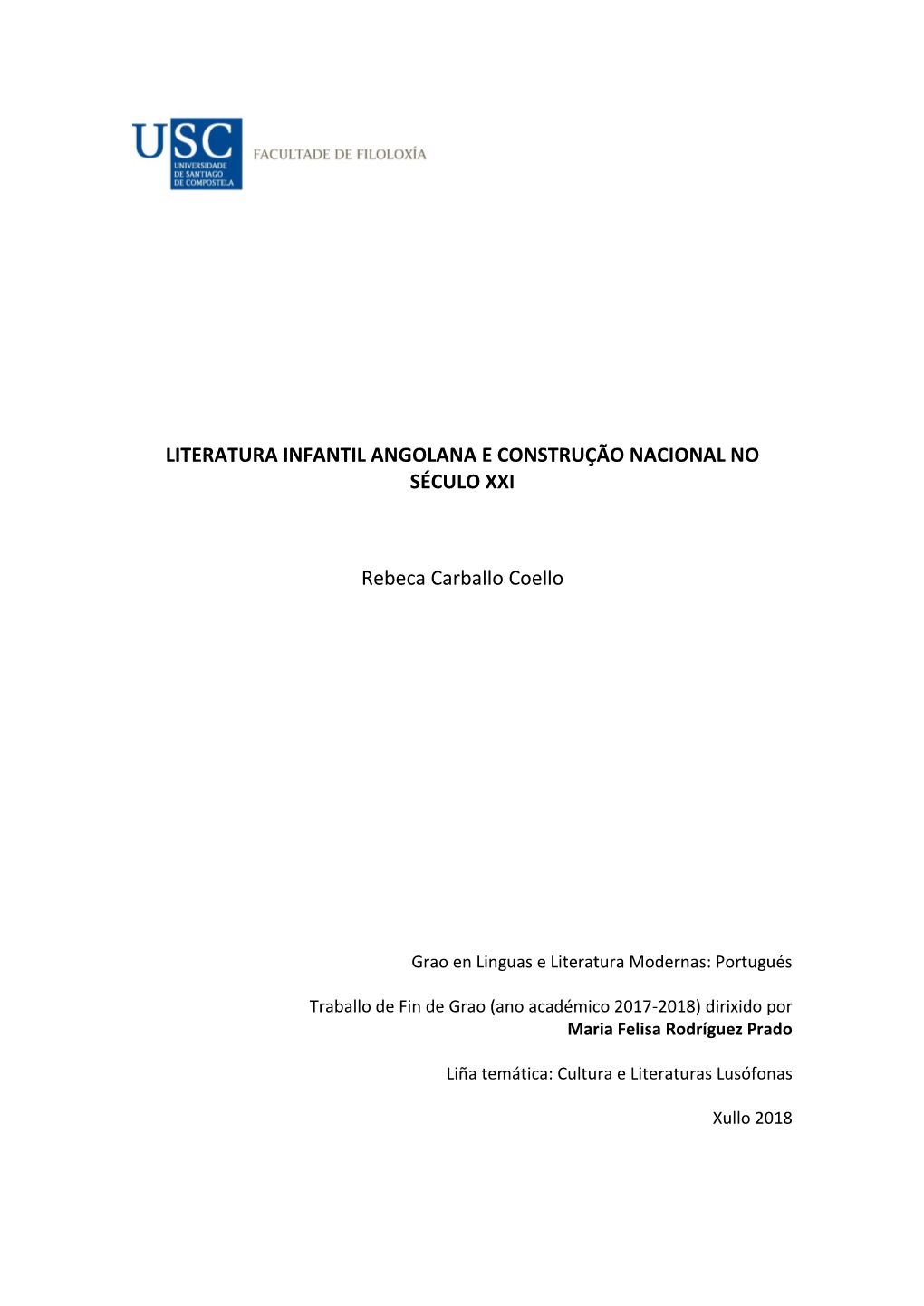 Literatura Infantil Angolana E Construção Nacional No Século Xxi