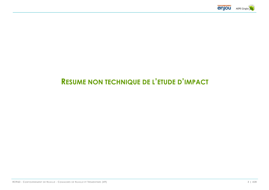 Resume Non Technique De L'etude D'impact