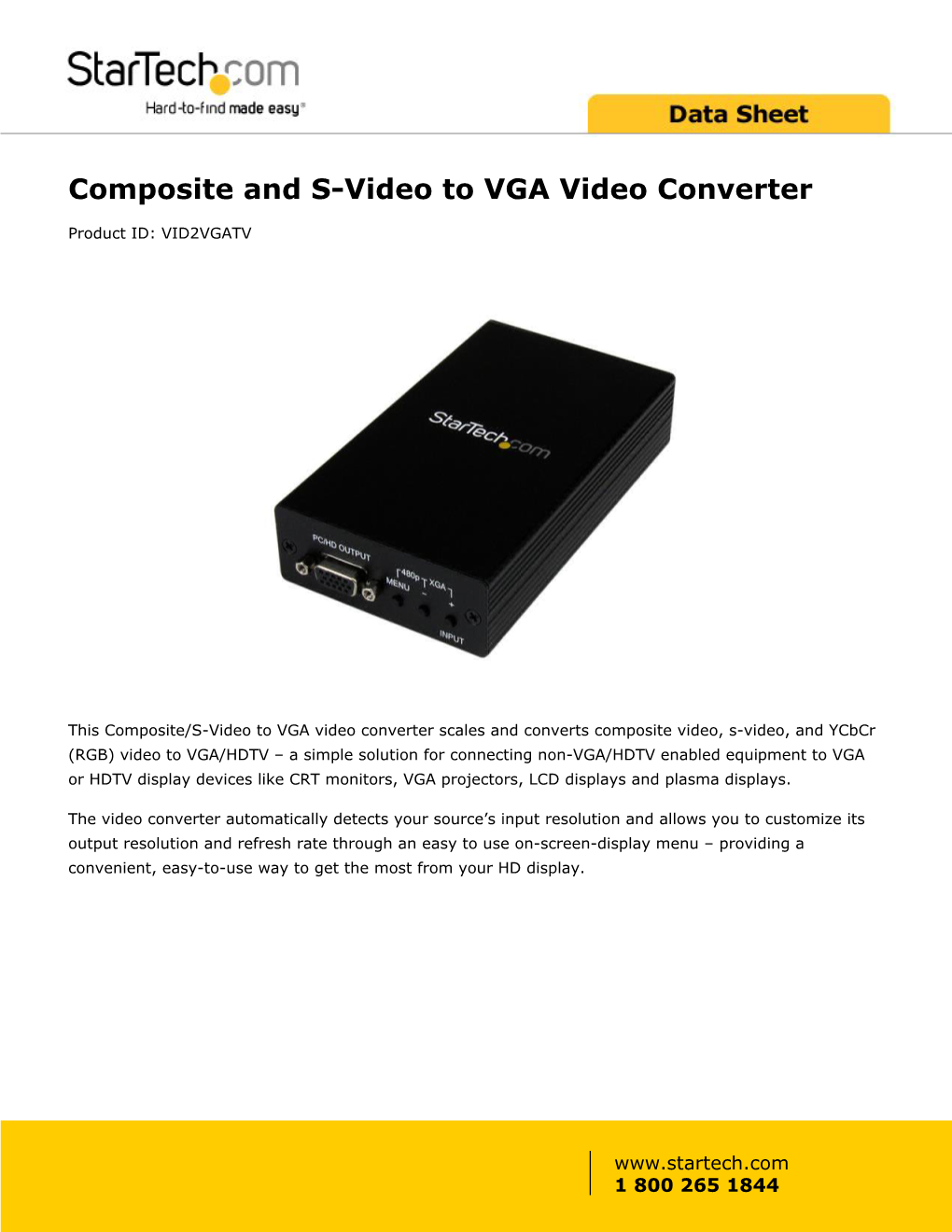 Composite S-Video to VGA Video Converter