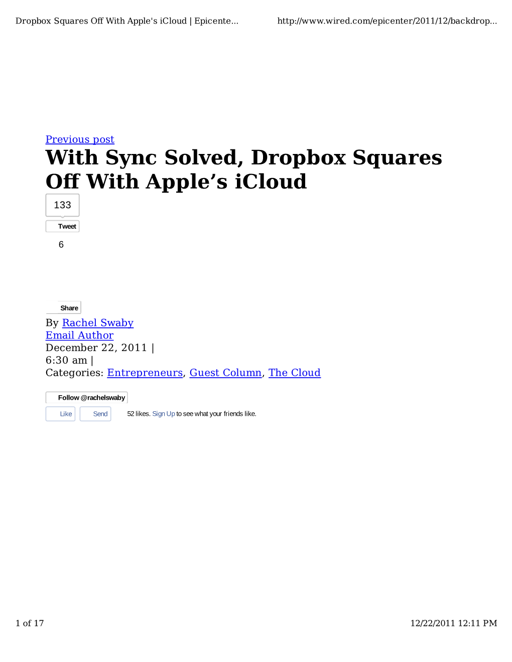 With Sync Solved, Dropbox Squares Off with Apple's Icloud