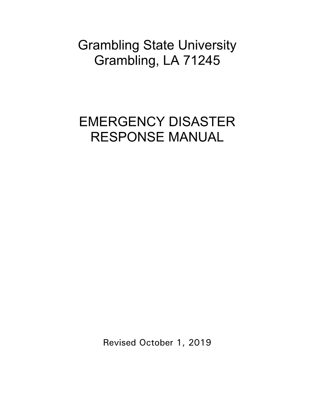 Emergency Disaster Response Manual