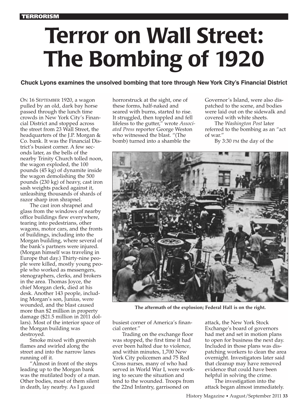 Terror on Wall Street: the Bombing of 1920