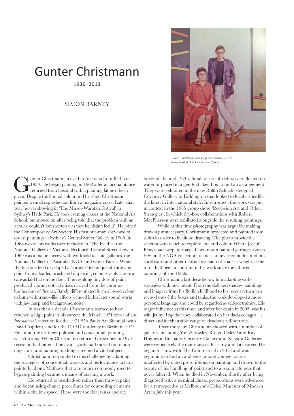 Gunter Christmann Obituary