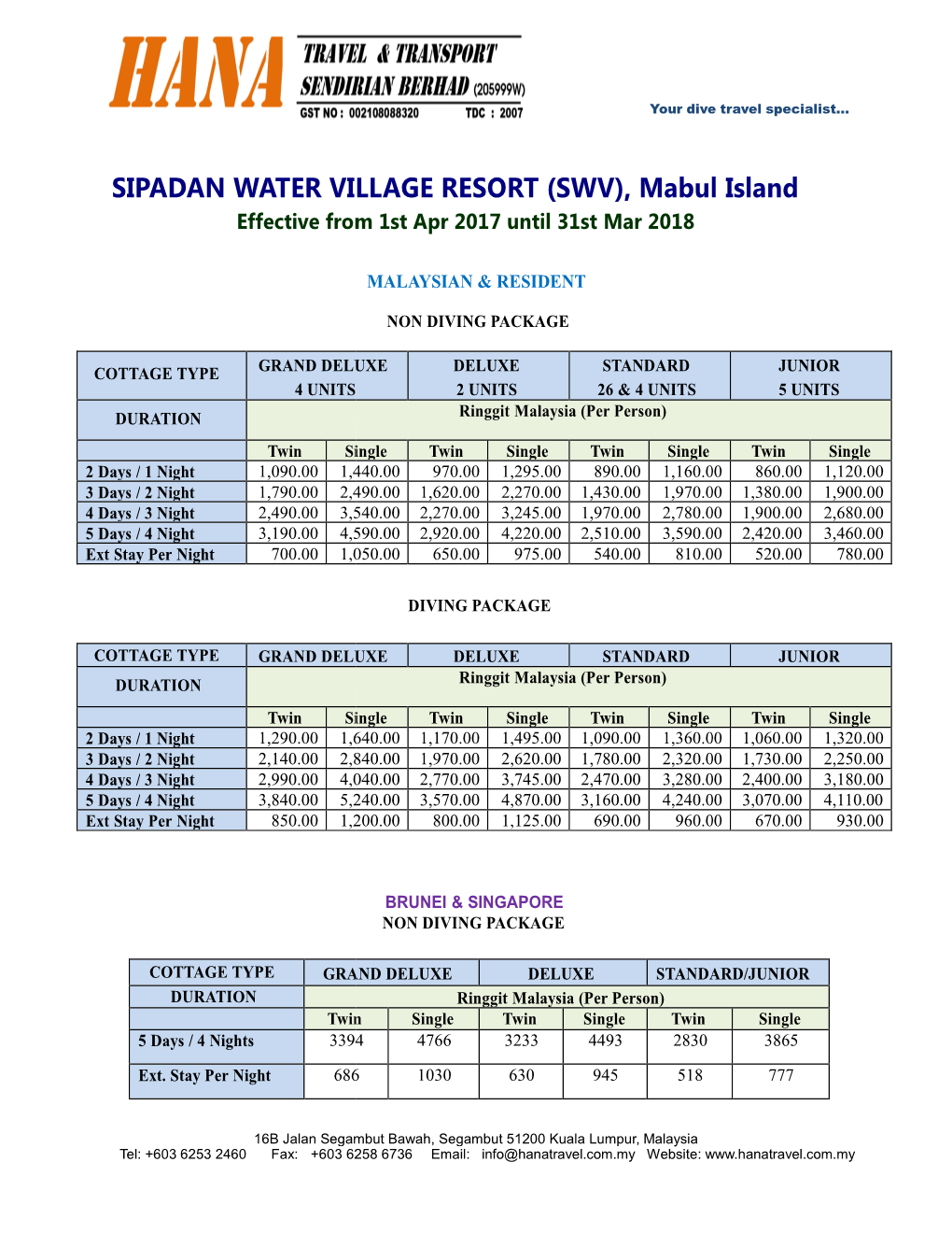 SIPADAN WATER VILLAGE VILLAGE RESORT (SWV), Mabul Mabul Island