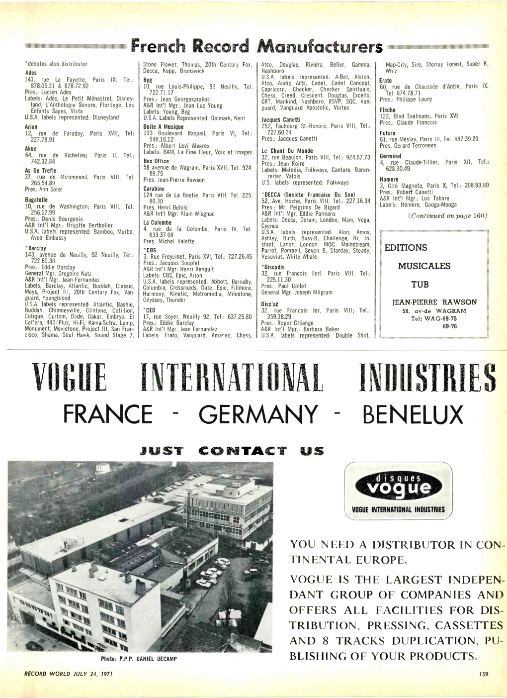 GERMANY - BENELUX JUST CONTACT US Voguedisques