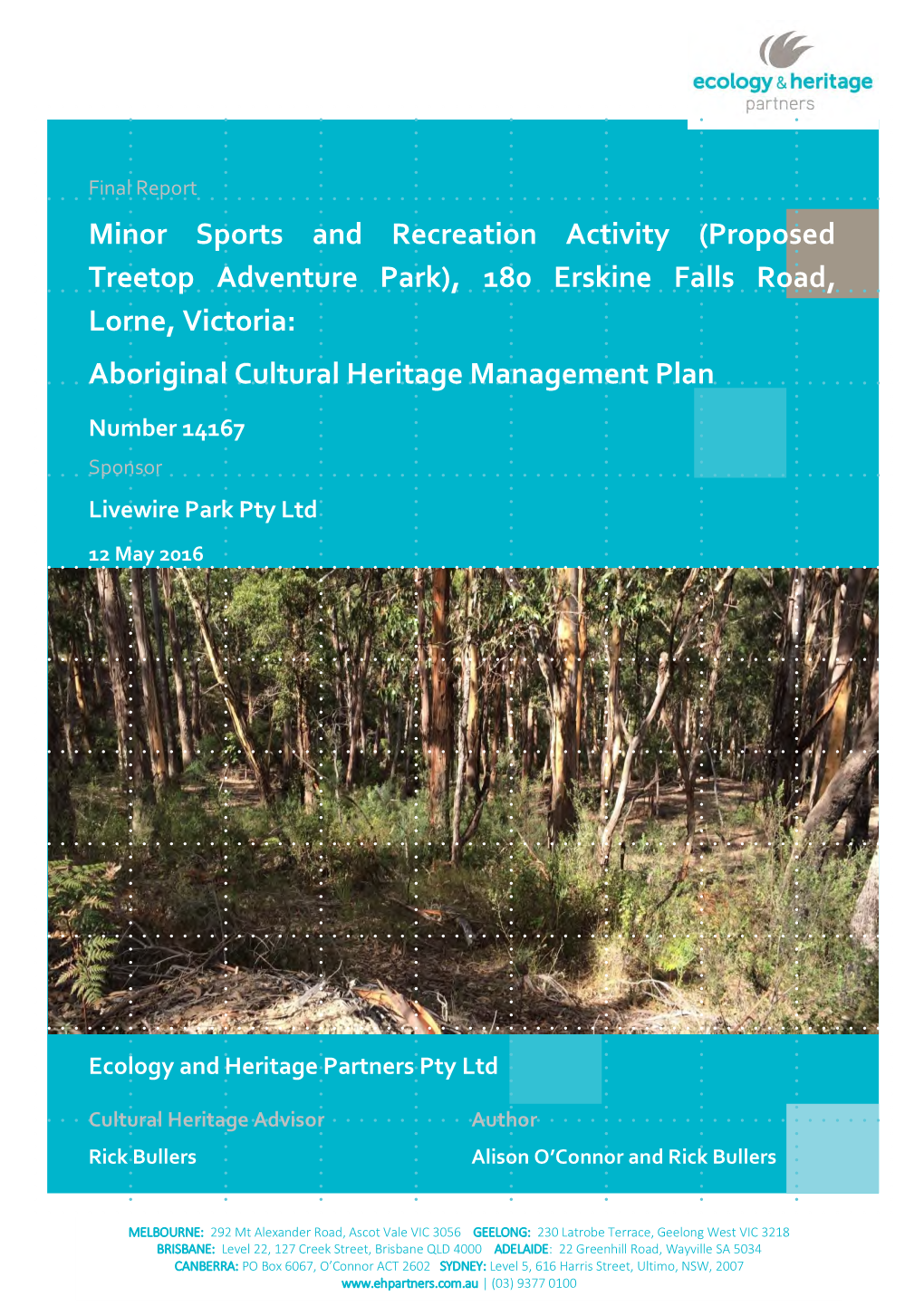 180 Erskine Falls Road, Lorne, Victoria: Aboriginal Cultural Heritage Management Plan