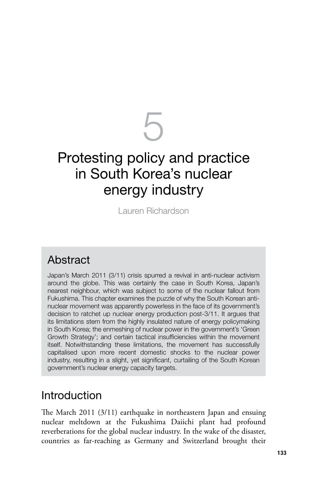 Protesting Policy and Practice in South Korea's Nuclear Energy Industry