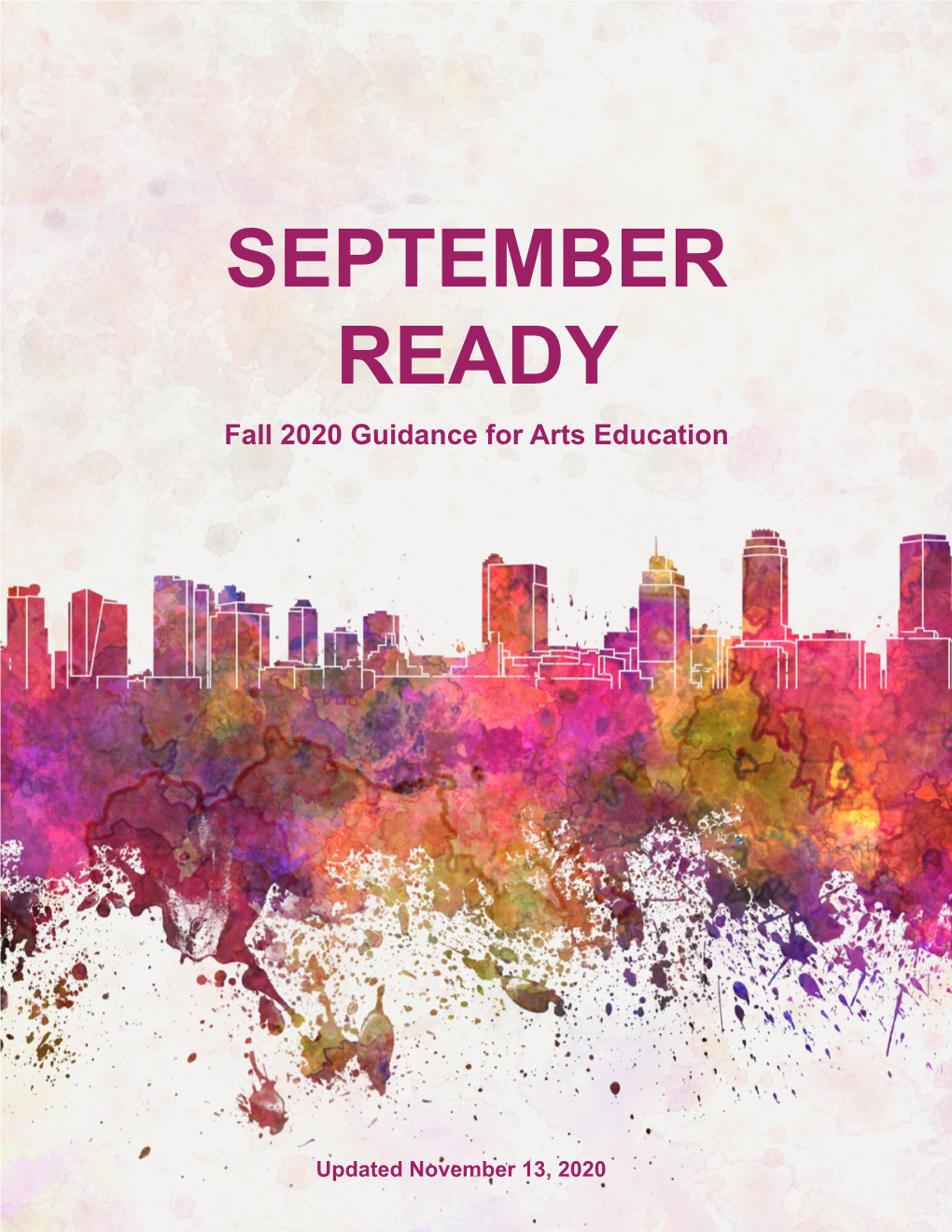 New Jersey September Ready Fall 2020 Guidance for Arts Education