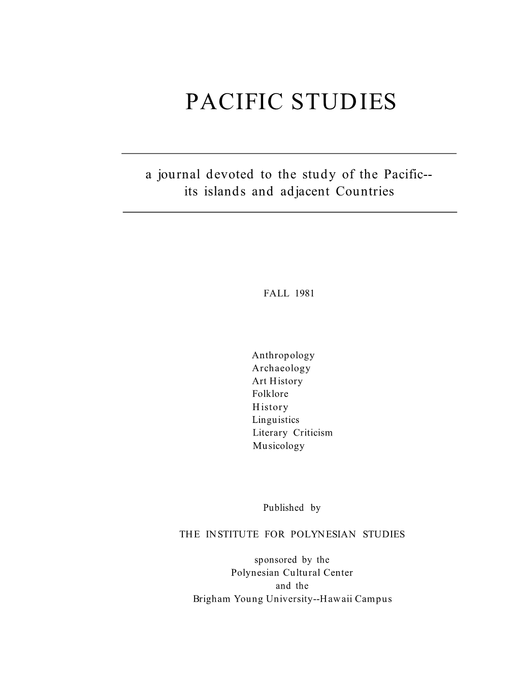 Vol. 05 No. 1 Pacific Studies