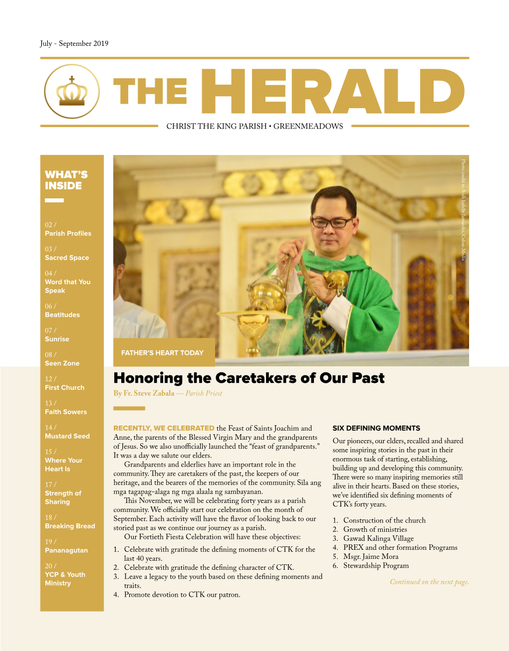 HERALD CHRIST the KING PARISH • GREENMEADOWS Photo Credit Jamandra, Jodelle to Arah Photo Cubao Media What’S Inside