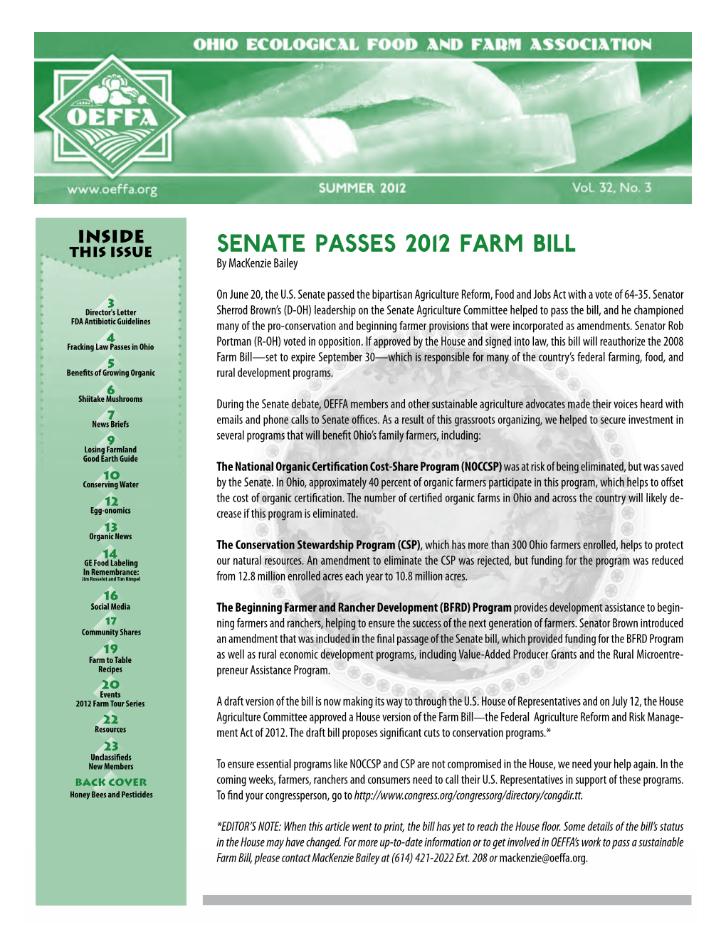 Senate Passes 2012 Farm Bill by Mackenzie Bailey